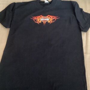 EUC Harley-Davidson Black Tee with Fiery Orange Emblem